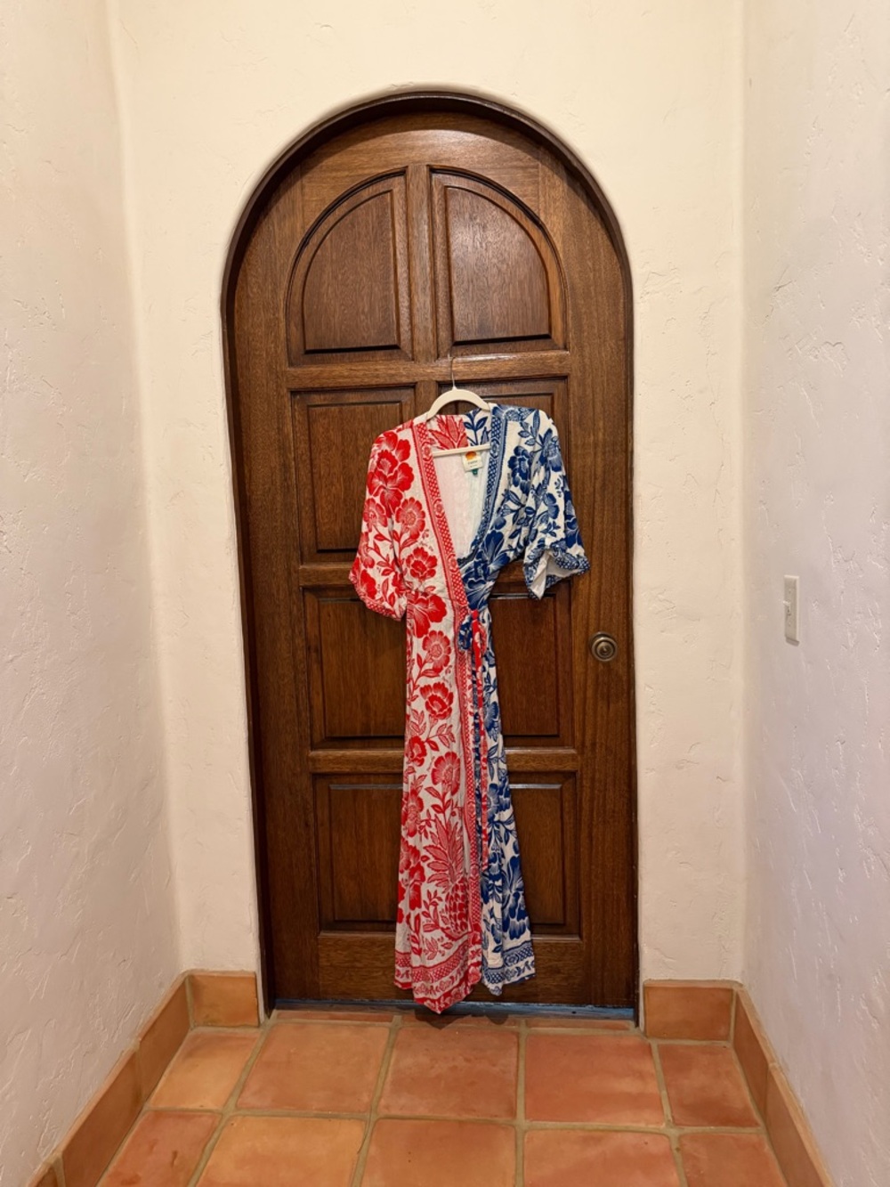 FARM Rio Red & Blue Floral Wrap Maxi Dress